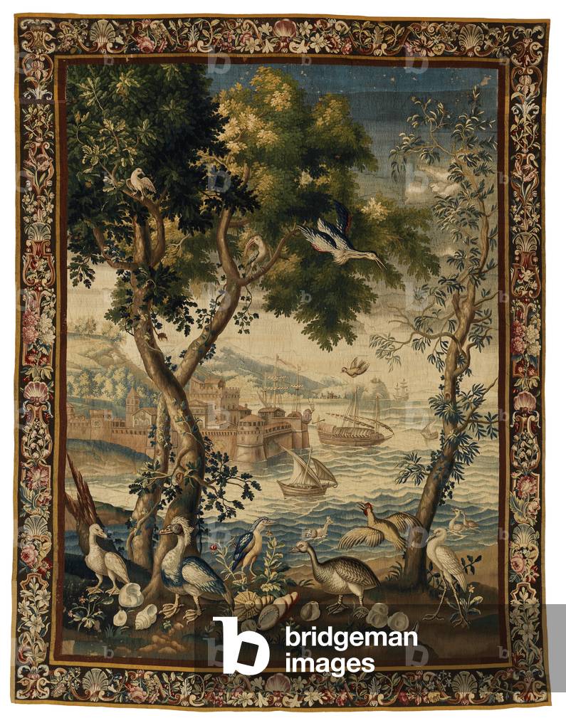 Tapestry of one of the Ports de Mer, made in Beauvais, c.1725 (wool & linen) 