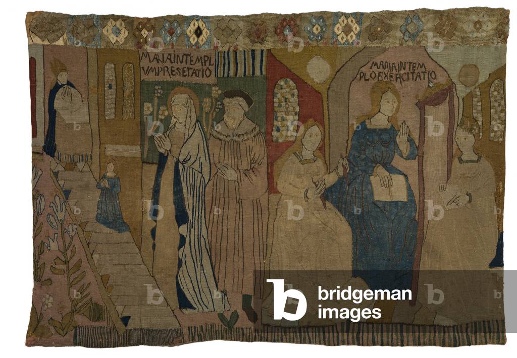 Tapestry depicting the Presentation in the Temple of the Virgin and her Education, from Middle Germany, 1475-99 (wool)
