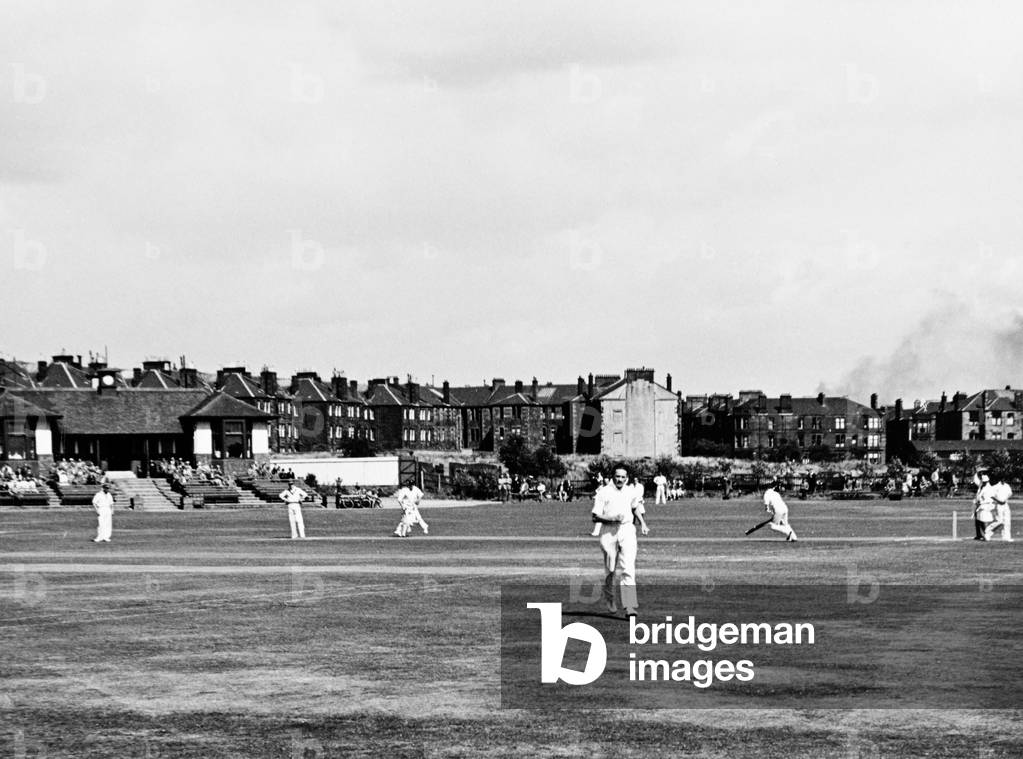 Impressions of a cricket match, 1955 (b/w photo)
