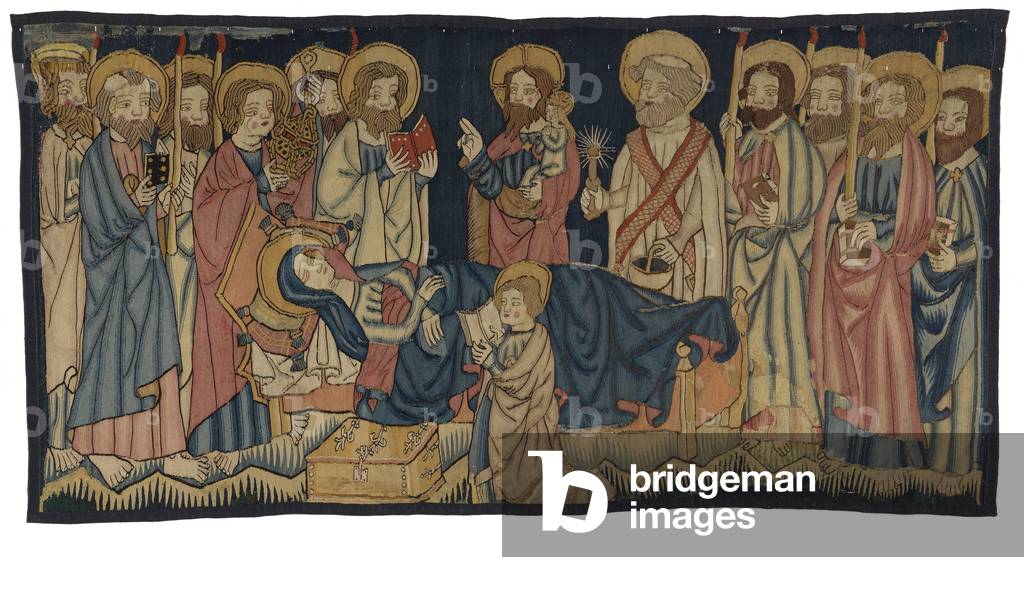 Tapestry panel depicting the Death of the Virgin, from Middle Rhineland, possibly Trier, mid 15th century (wool)