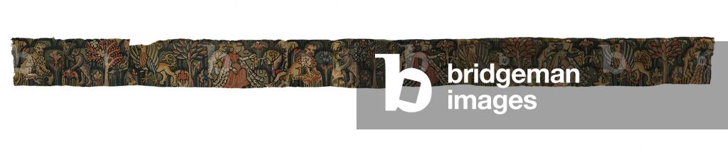 Tapestry strip depicting animals and loving couples, from Alsace (wool)