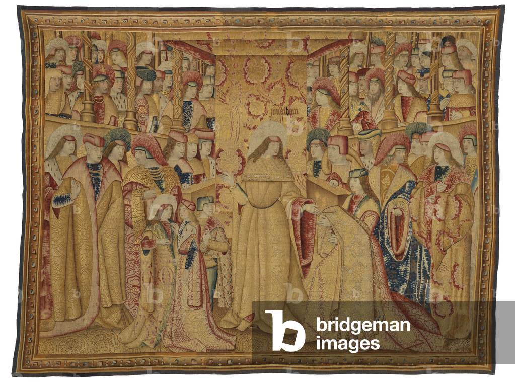 Tapestry, Jonathan Maccabeus Receiving a Purple Robe, made in Brussels, Belgium, circa 1490-1500 (wool & silk) 