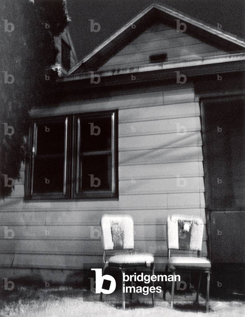 Snowy Chairs, Madison, WI, 2006 (b/w photo)