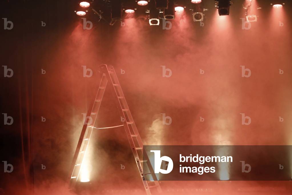 Festival Mont-Blanc d'humour 2020. Spotlights in the theater. Behind the scene.  Saint Gervais. France.