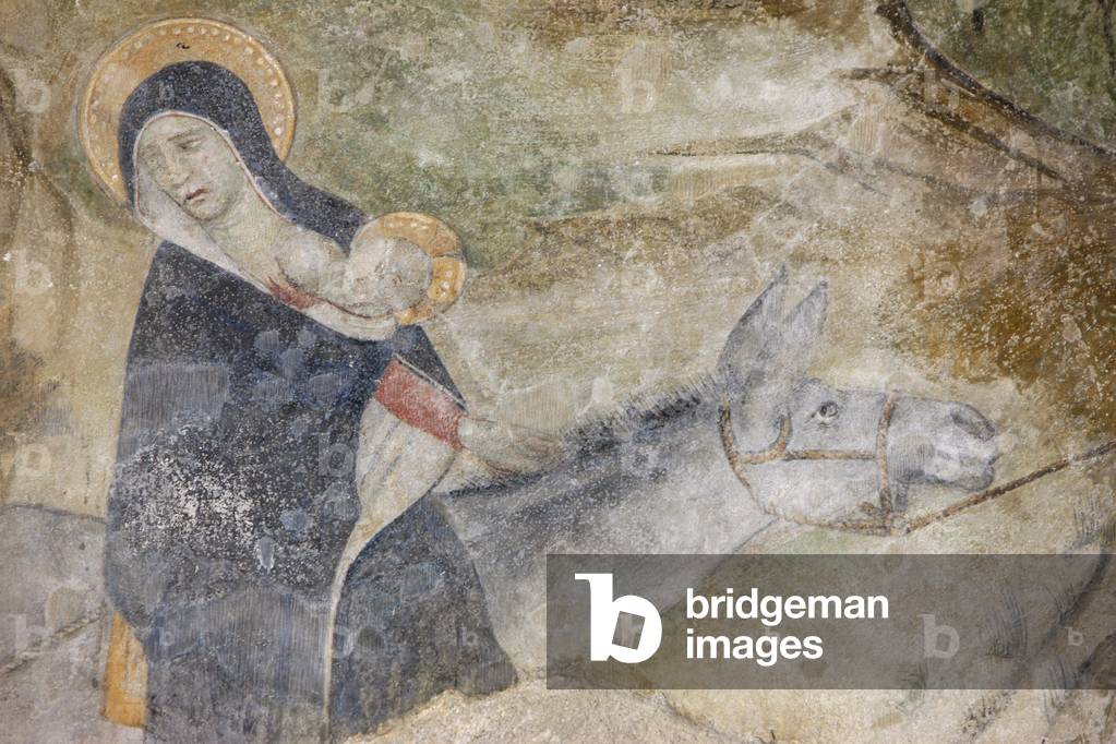 Immagine di Dipinto "Affresco della chiesa abbaziale di Abondance: la fuga in Egitto"