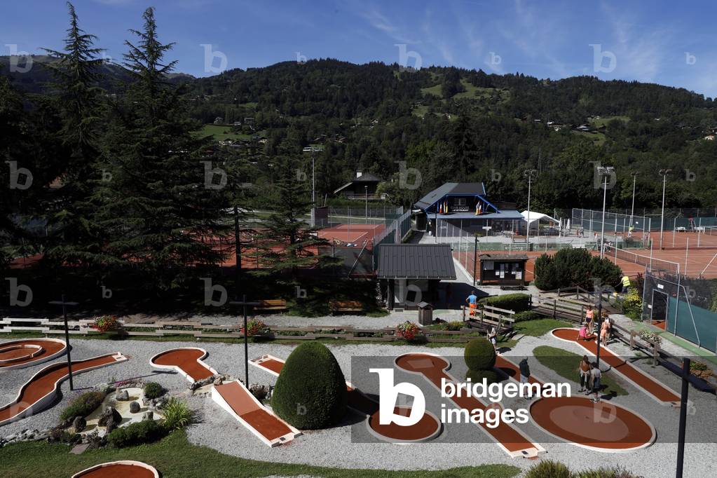 Mini golf and tennis.  France.
