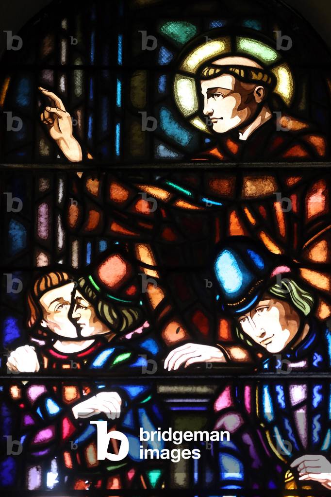 Ho Chi Minh city. Notre-Dame Cathedral Basilica of Saigon. Stained glass window. Saint Anthony of Padua. Ho chi Minh City. Vietnam