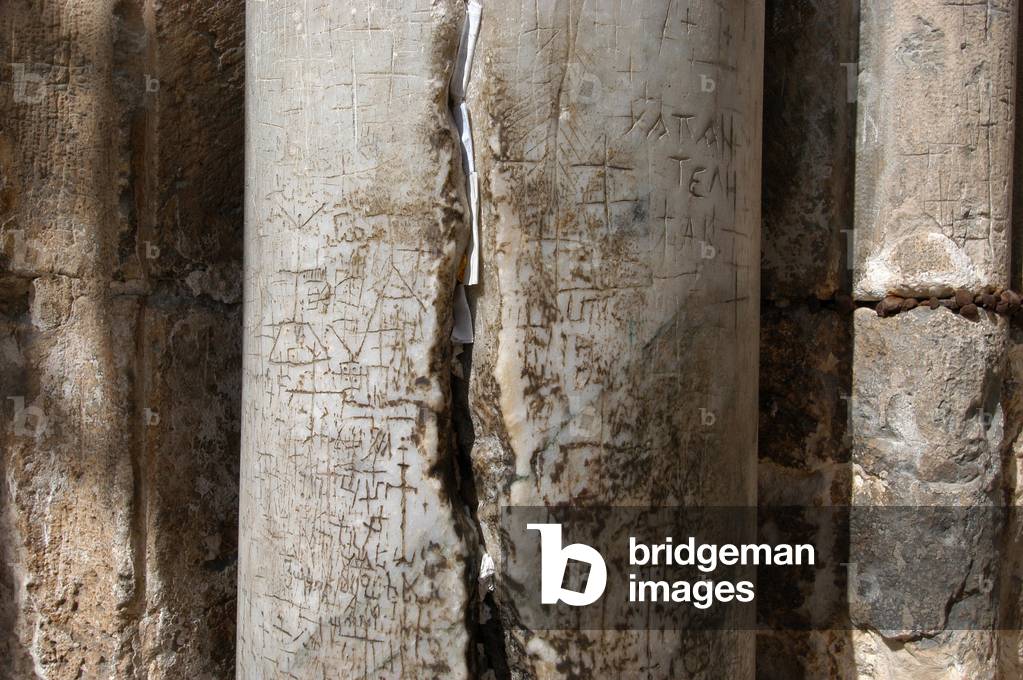 Pillars at the entrance of the Holy Sepulcher basilica in Jerusalem Jerusalem Israel