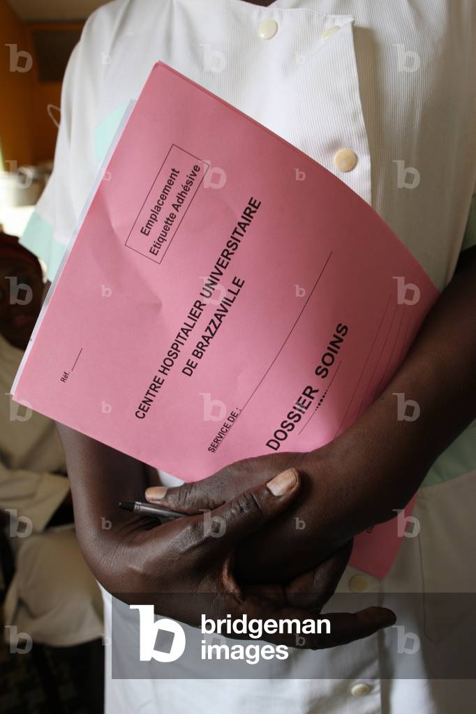 Brazzaville hospital. Nurse with a medical file Brazzaville Congo