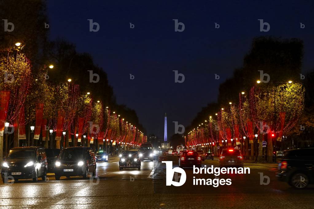 Christmas lights on the Champs-Elysees, Paris, France