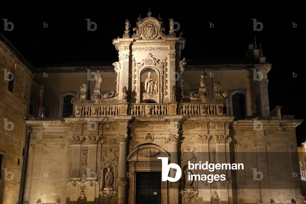 Lecce cathedral at night, Italy (photo)
