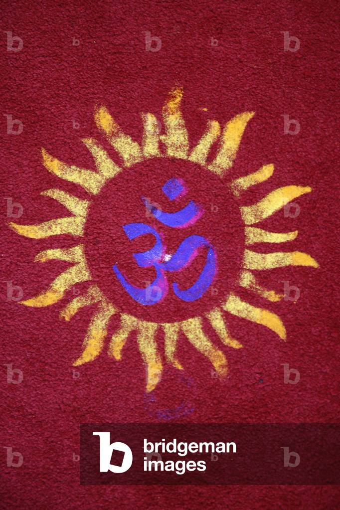 Diwali rangoli in Shirdi Sai Baba temple, Leicester. United kingdom