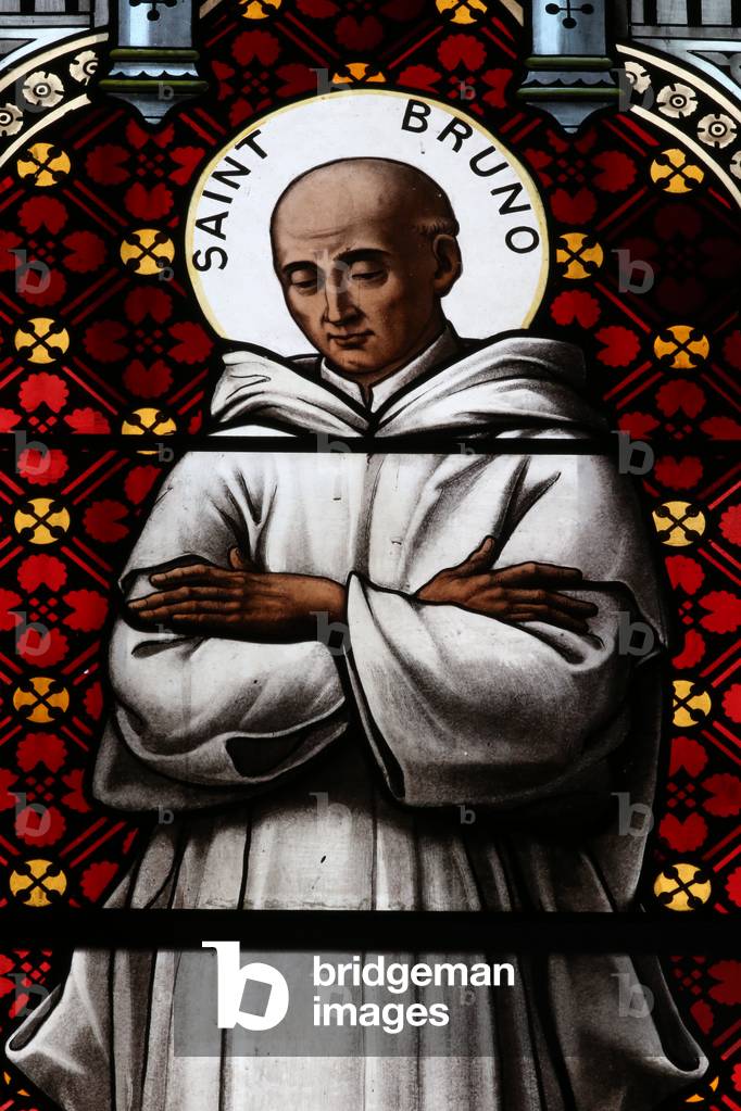 Lans en Vercors church, Stained glass window, Bruno of Cologne, France, (photo)