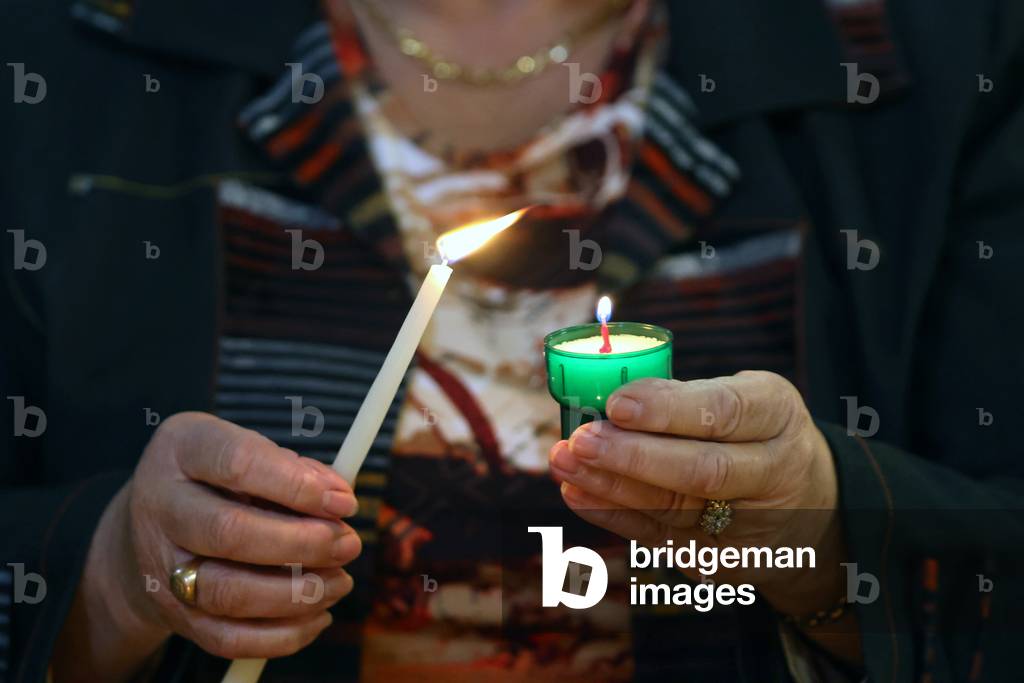 Catholic church during covid-19 epidemic.  Celebration of the mass.   France.