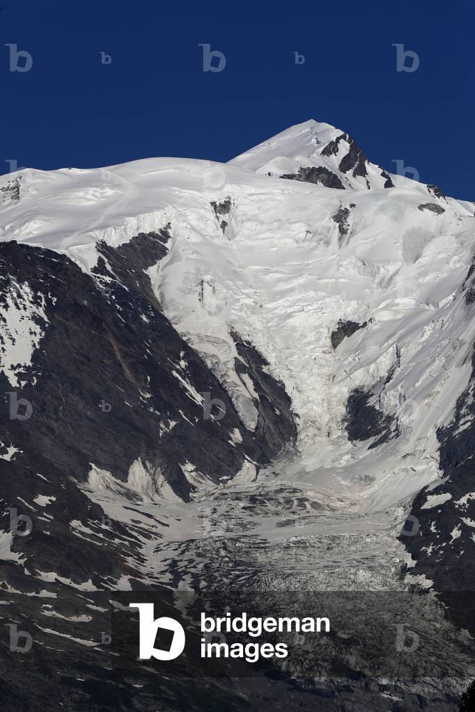 The Mont Blanc massif, the highest mountain of Europe seen from the french side.