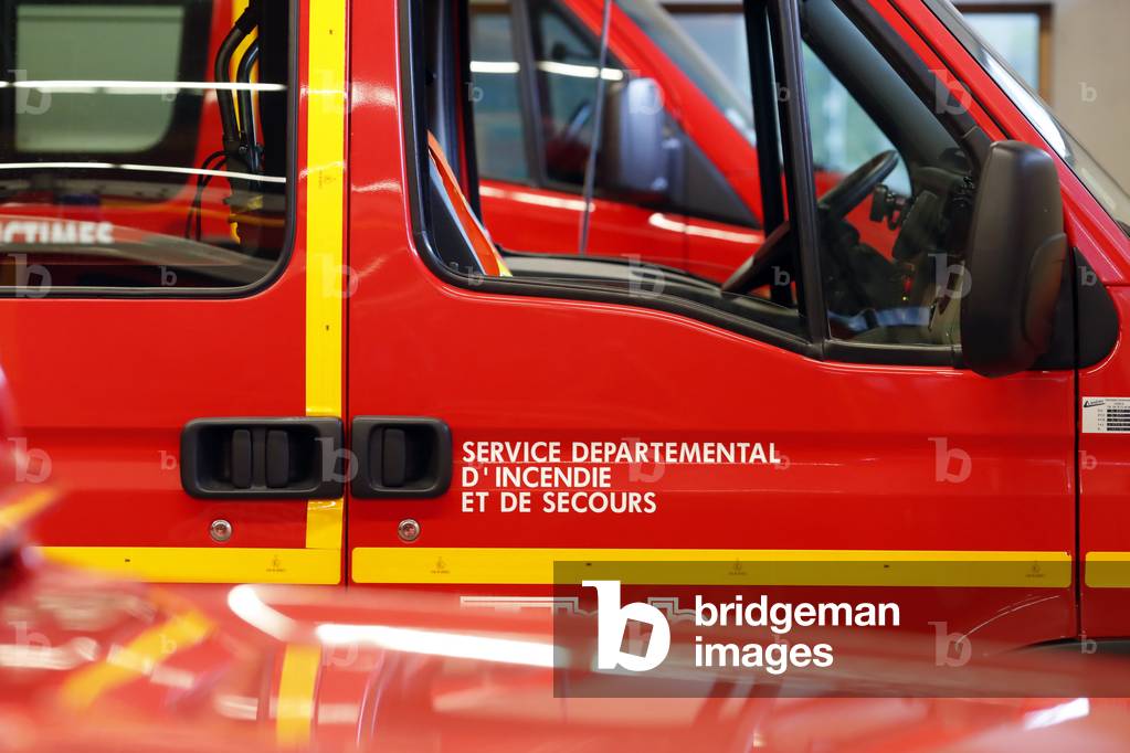 Fireman truck, first rescue.  French Sapeurs Pompiers. France.