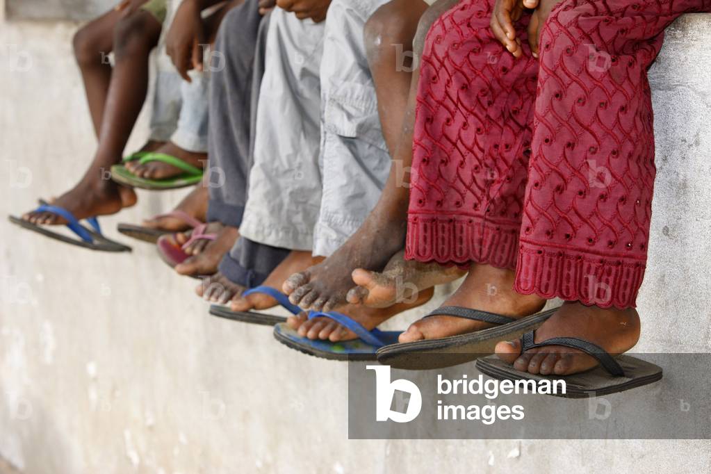 African schoolchildren's slippers, Lome, Togo