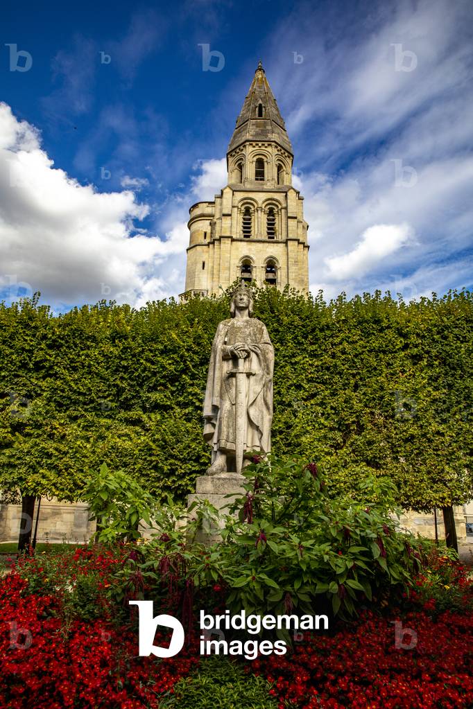 Statue of Saint Louis outside Notre Dame collegiate church, Poissy, France