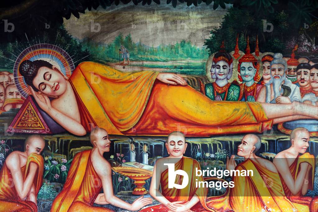 Image of Depiction of Buddha's death and entry into nirvana. Cambodia