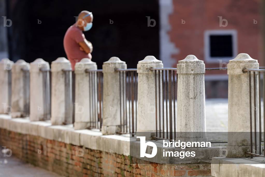 Man wearing face mask during covid 19 epidemic.