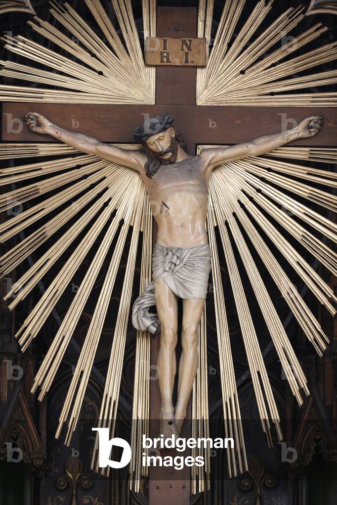 Maria am Gestade church (Mary at the shore) Jesus on the cross, Vienna, Austria