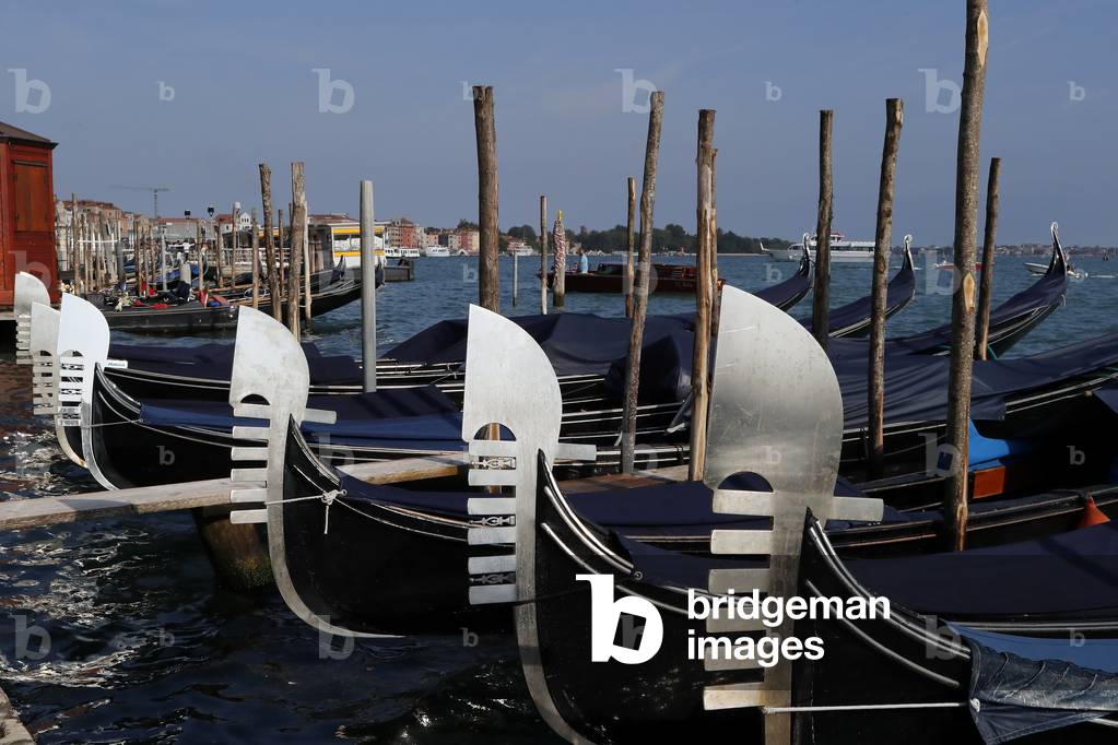 Detail of gondolas on canal.