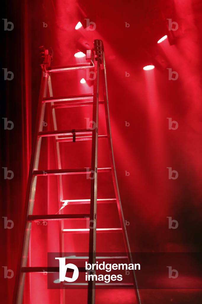 Festival Mont-Blanc d'humour 2020. Spotlights in the theater. Behind the scene.  Saint Gervais. France.