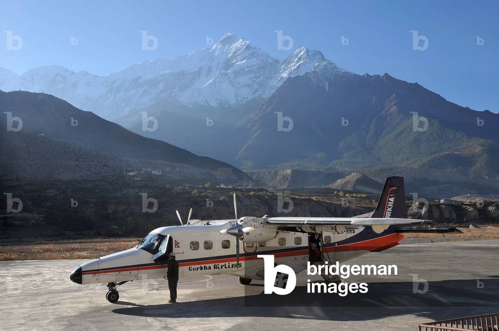Trekkers landing at Jomosso airport, JOMOSSON, NEPAL