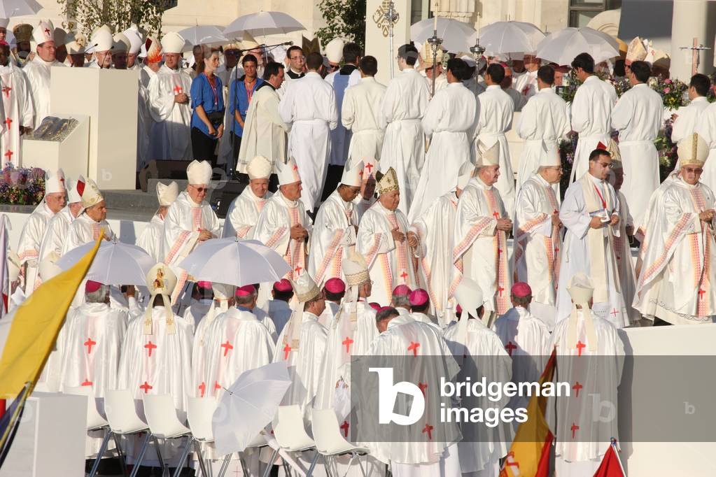 Welcome ceremony for pope Benedict XVI at World Youth Day 2011 Madrid Spain