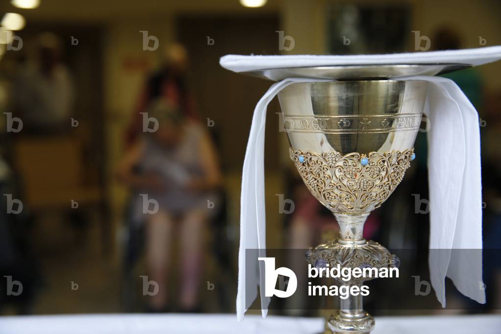 Catholic mass in a nursing room., Villemomble, France