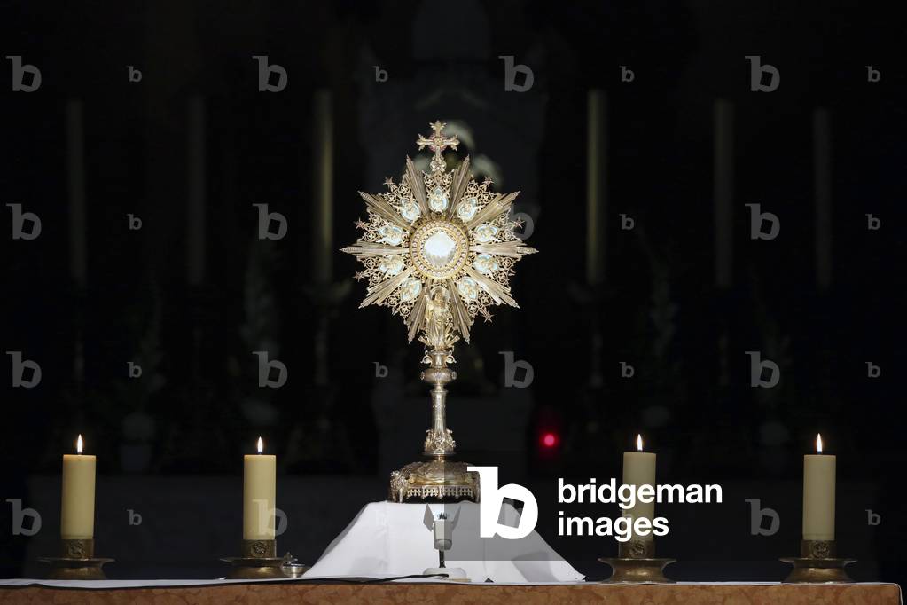 Ars-sur-Formans, Ain, France - Ars-sur-Fromans. Sanctuary-Shrine of Jean-Marie Vianney (the Cure d'Ars). Adoration of the Blessed Sacrament.