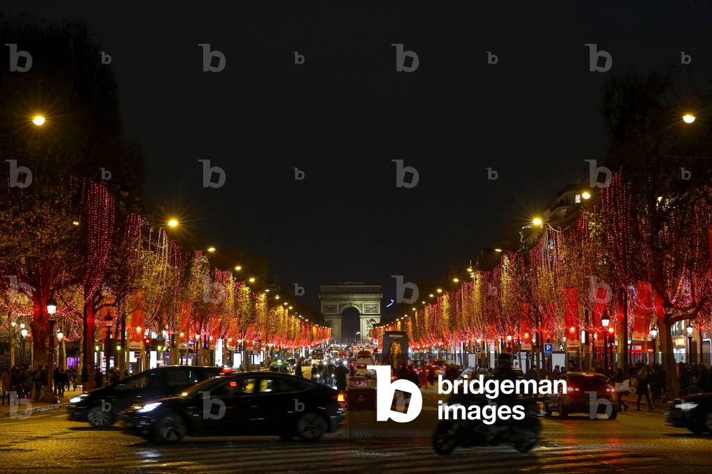 Christmas lights on the Champs-Elysees, Paris, France