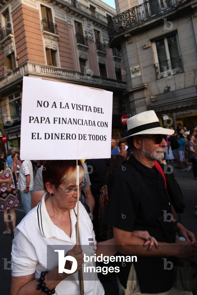 Demonstration against World Youth Day and the Pope's visit to Madrid Madrid Spain