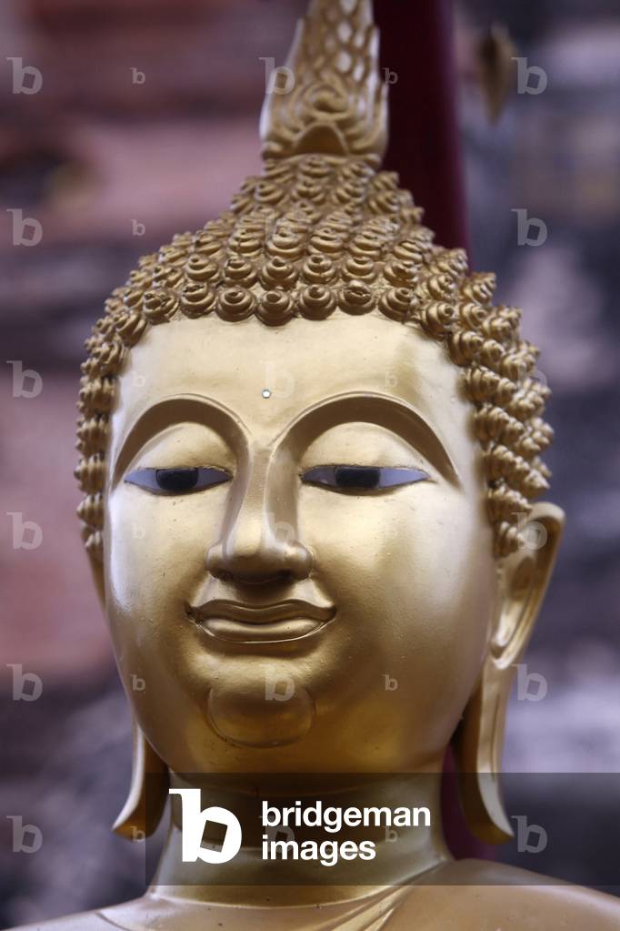 Detail of a Buddha statue in Wat Chedi Luang, Chiang Mai. Thailand Â