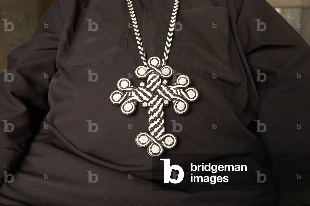 Coptic Egyptian monk at the Holy Sepulcher basilica in Jerusalem Jerusalem Israel