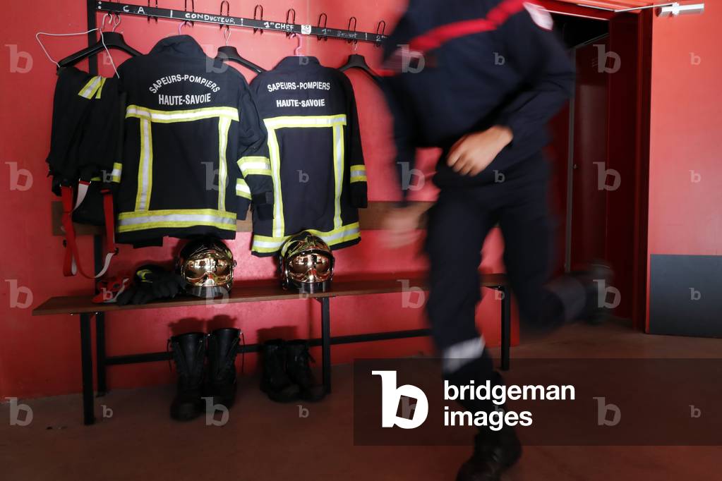Fire department.  Firefighter.  French Sapeurs Pompiers. France.