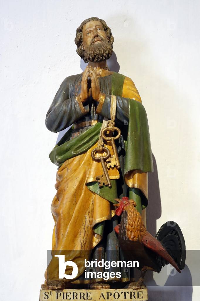 Saint Peter the apostle and the rooster.  France.  France.