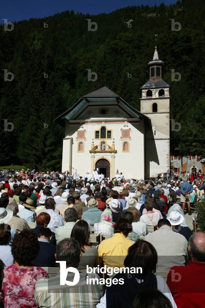 Baroque church of Notre Dame de la GorgeAssumption day mass, Notre Dame de la Gorge, France