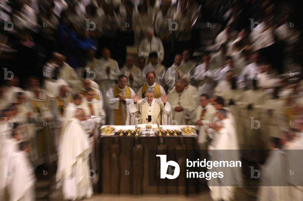 Chrism mass (Easter wednesday) in Notre Dame Cathedral, Paris Paris France