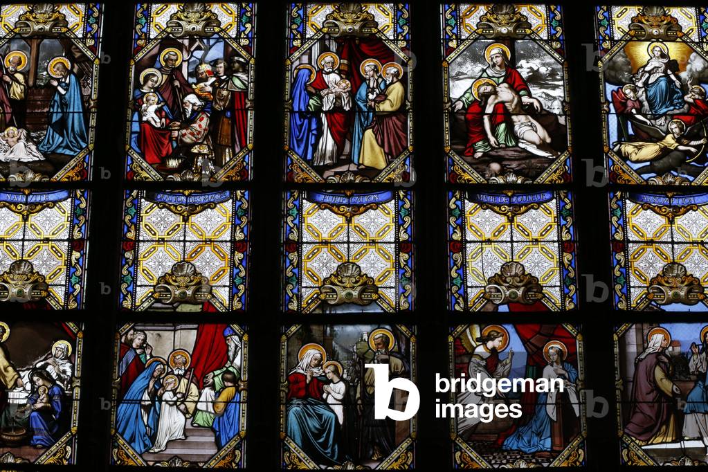 Stained-glass window - Life of Mary, Bourges, France