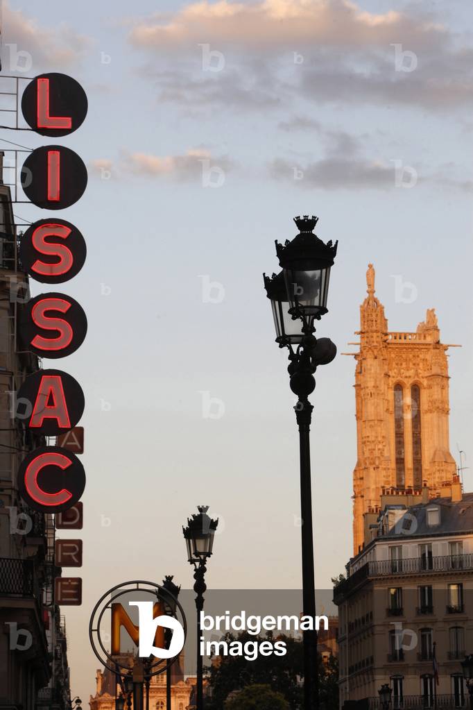 Twilight in rue de Rivoli, Paris, France