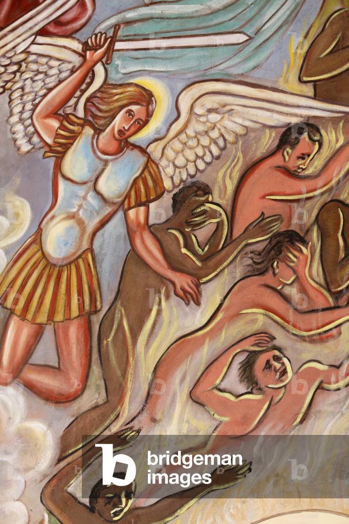 Painting. The Last Judgement. The Archangel Saint Michael, Aneho, Togo