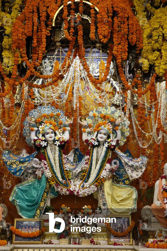 Gaura Nitai murthis in Krishna-Balaram temple, Vrindavan. India