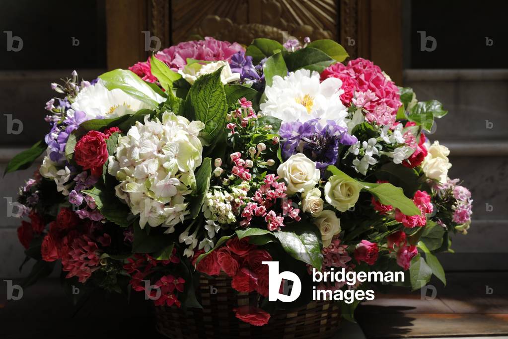Saint Germain des Pres church, Paris, France. Flowers