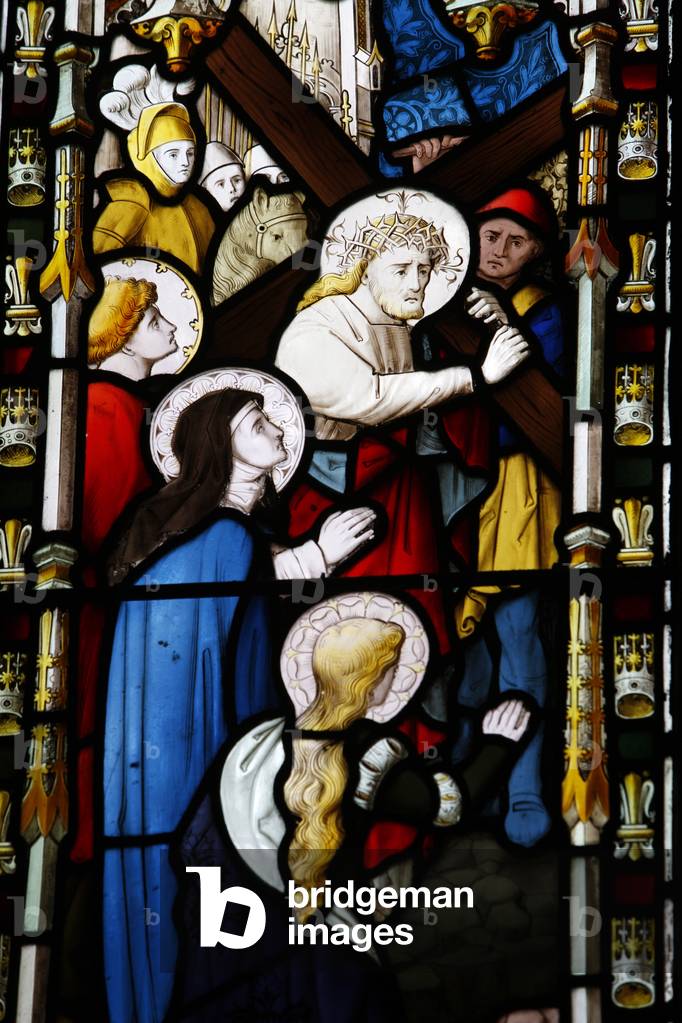 Jesus carrying the cross XIX th century St John's Anglican church, Sydney, Australie