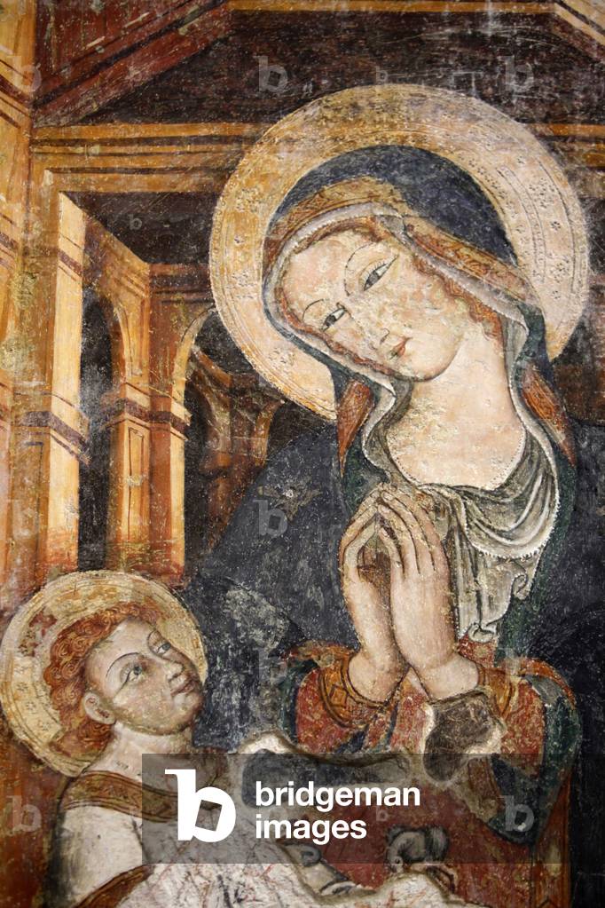 Fresco in Otranto duomo : 13th-century Virgin and child, Otranto, Italie