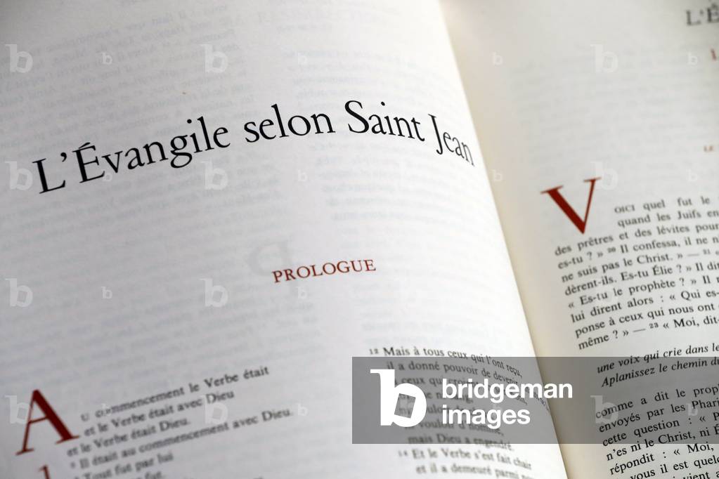 Holy bible in french. New testament. Gospel. John. France.
