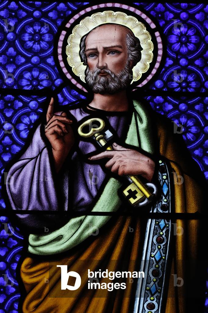 Stained glass window. Saint Peter.  France.