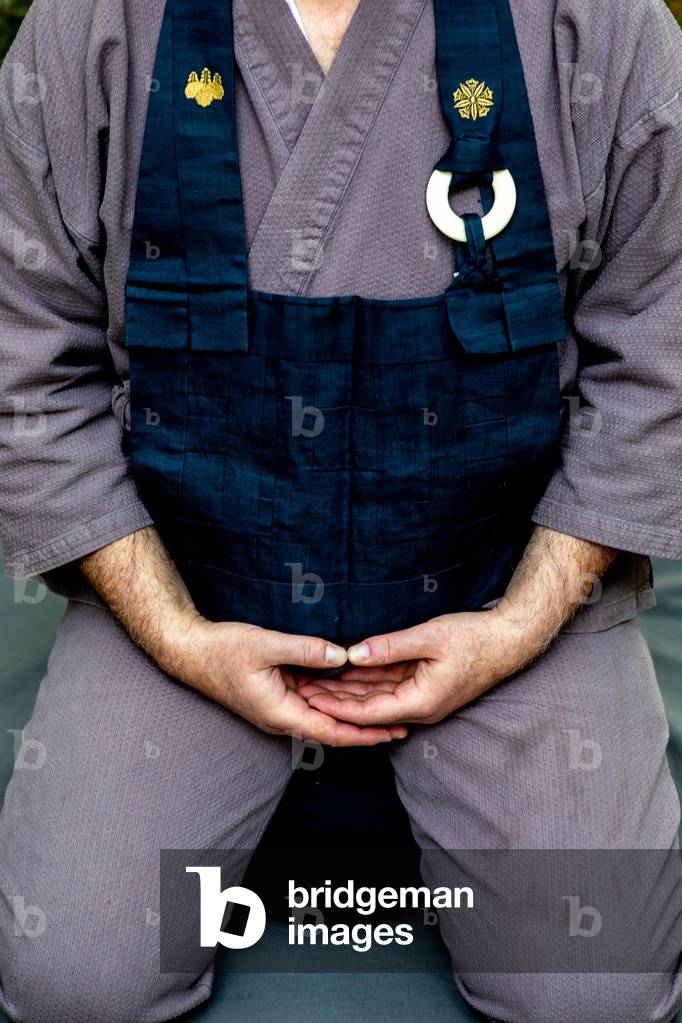 Zen sesshin (retreat) at La Trappe abbey, Soligny-la-Trappe, France.     Zazen (meditation) in a forest. (photo)