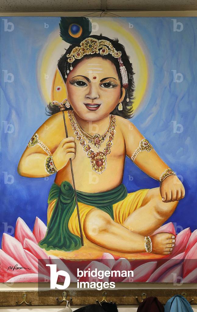 Murugan (Shiva) painting in Highgate Hill Murugan temple, London, UK (photo)